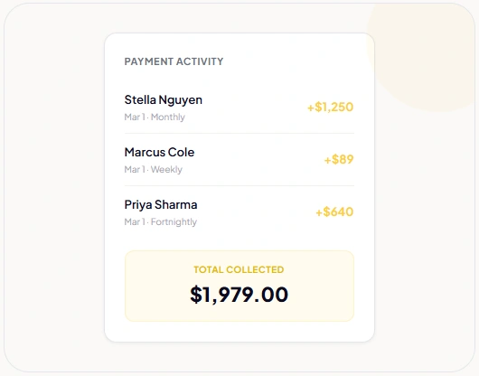 Payments flow automatically. Forever